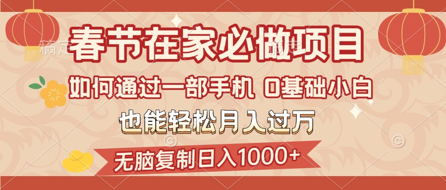 春节在家如何通过一部手机，无脑复制日入1000+，0基础小白也能轻松月入过万|媒矿库
