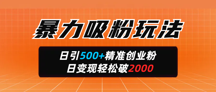 暴力吸粉玩法,日引500+精准创业粉,日变现轻松破2000|媒矿库