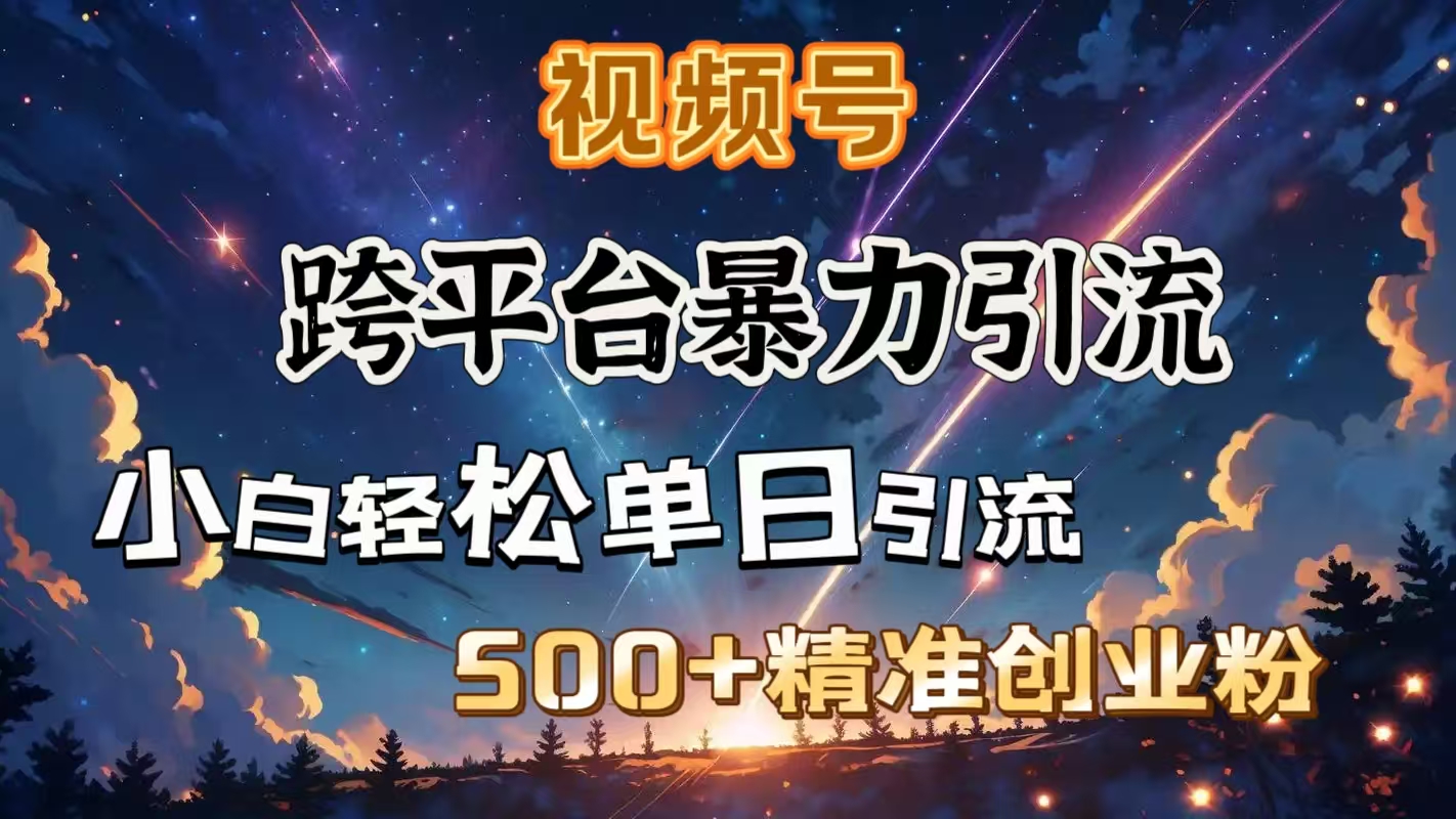 视频号跨平台暴力引流,小白轻松单日引流500+精准创业粉|媒矿库