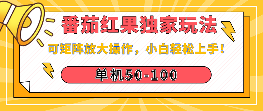 番茄红果独家玩法，单机50-100，可矩阵放大操作，小白轻松上手！|媒矿库