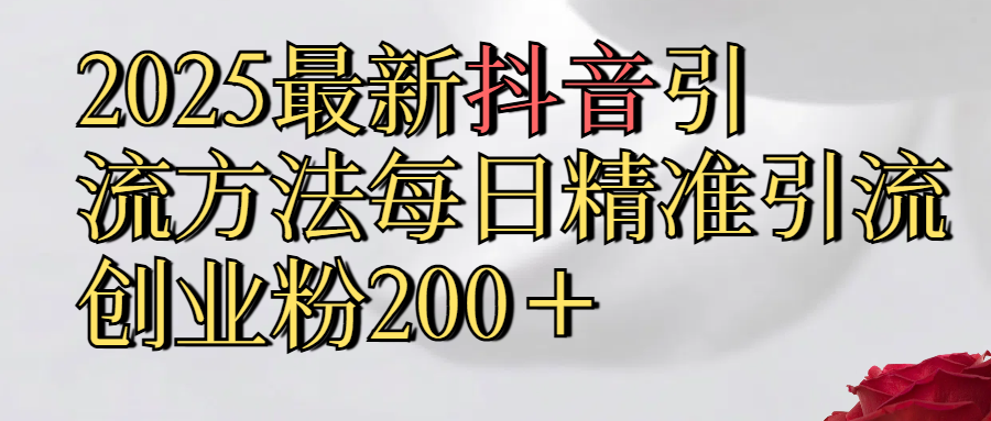 2025最新,抖音引流,方法每日精准引流创业粉300＋|媒矿库