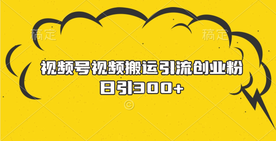 视频号视频搬运引流创业粉，日引300+|媒矿库