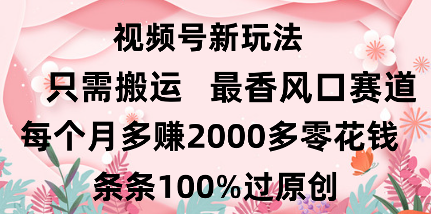 日入2000+,条条100%过原创,视频号最香风口赛道,小白轻松上手|媒矿库
