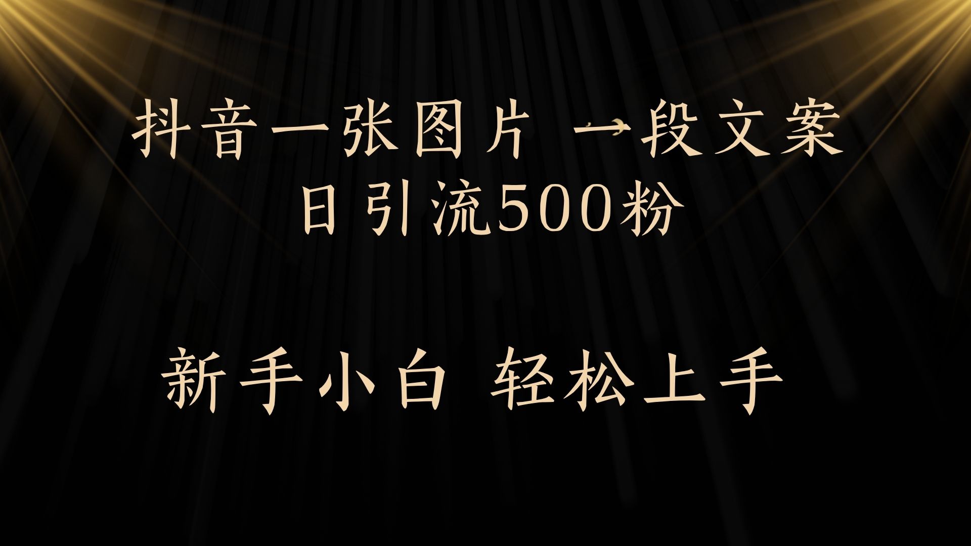每天2分钟，抖音一张图片 一段文案日引流500粉|媒矿库