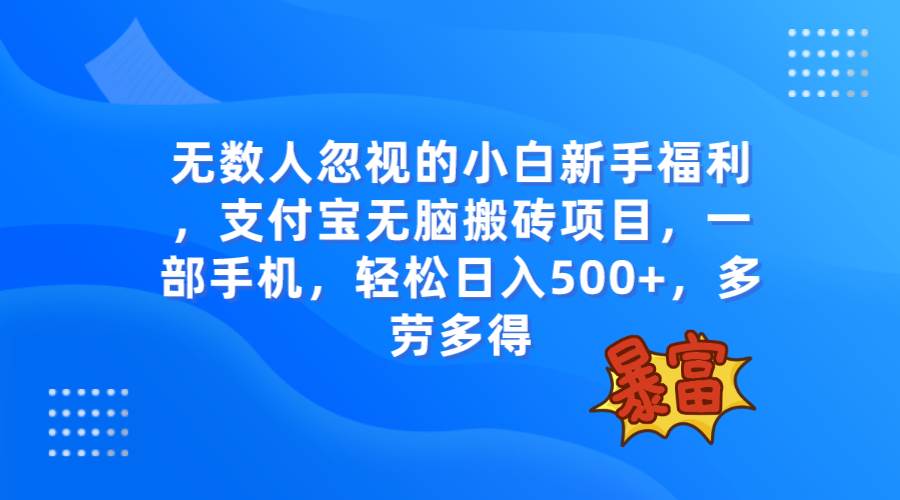 无数人忽视的项目，支付宝无脑搬砖项目，一部手机即可操作，轻松日入500|媒矿库