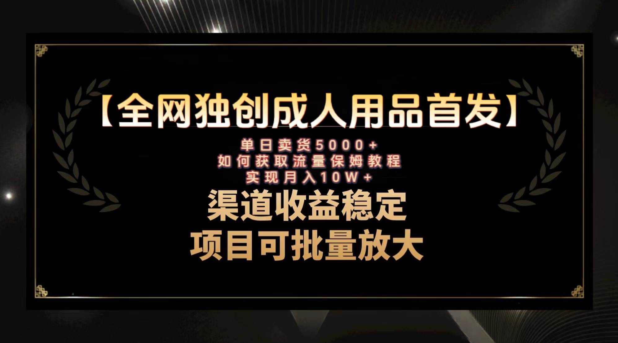 最新全网独创首发,成人用品赛道引流获客,月入10w保姆级教程|媒矿库