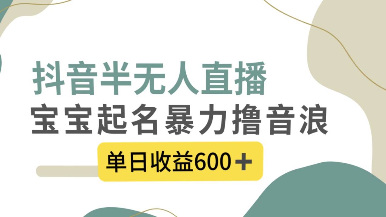 抖音半无人直播，宝宝起名，暴力撸音浪，单日收益600|媒矿库