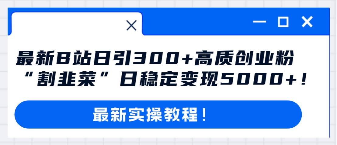 最新B站日引300 高质创业粉教程！“割韭菜”日稳定变现5000 ！|媒矿库