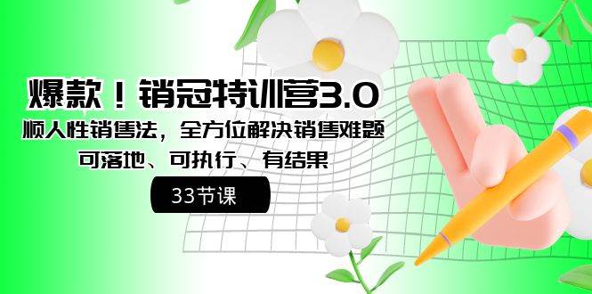 爆款！销冠特训营3.0之顺人性销售法，全方位解决销售难题、可落地、可执行、有结果|媒矿库