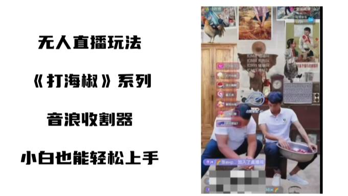 打海椒无人直播整蛊项目，小白轻松上手撸音浪收割器（教程+工具+素材）|媒矿库