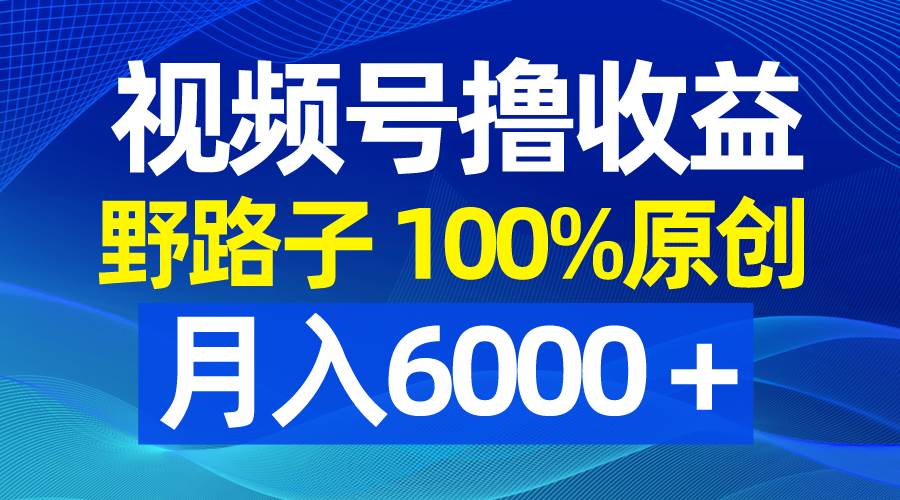 视频号野路子撸收益，100%原创，条条爆款，月入6000＋|媒矿库