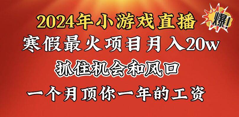 2024年寒假爆火项目,小游戏直播月入20w+,学会了之后你将翻身|媒矿库