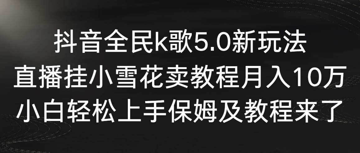 抖音全民k歌5.0新玩法，直播挂小雪花卖教程月入10万，小白轻松上手，保...|媒矿库