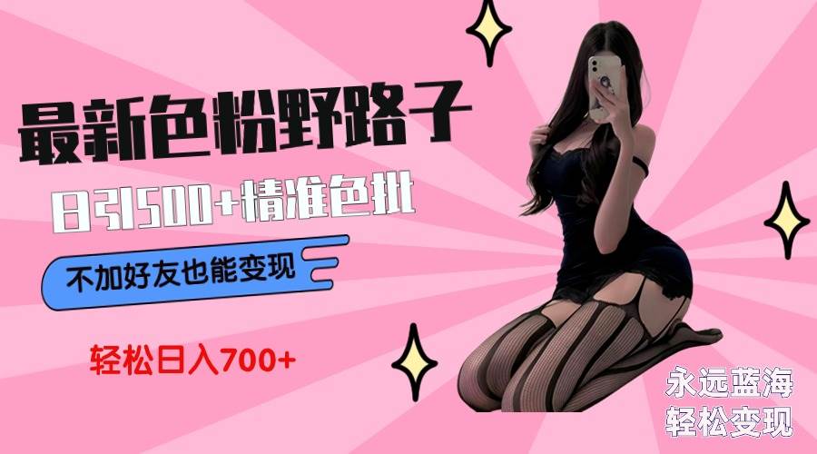 最新色粉变现野路子，日引500+老色批 可不加好友直接变现 小白轻松日入700+|媒矿库