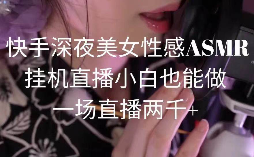 快手深夜美女性感ASMR挂机直播，小白也能做，一场直播两千+|媒矿库
