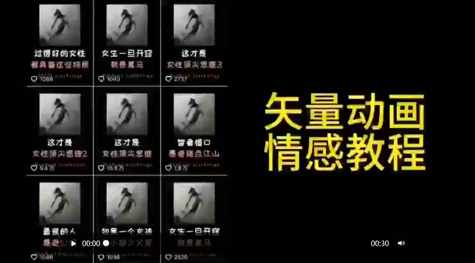 矢量动画情感教程：高点赞涨粉，适合情感、思维、创业教育等赛道|媒矿库