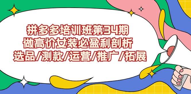 拼多多培训班第34期：做高价女装必盈利剖析  选品/测款/运营/推广/拓展|媒矿库