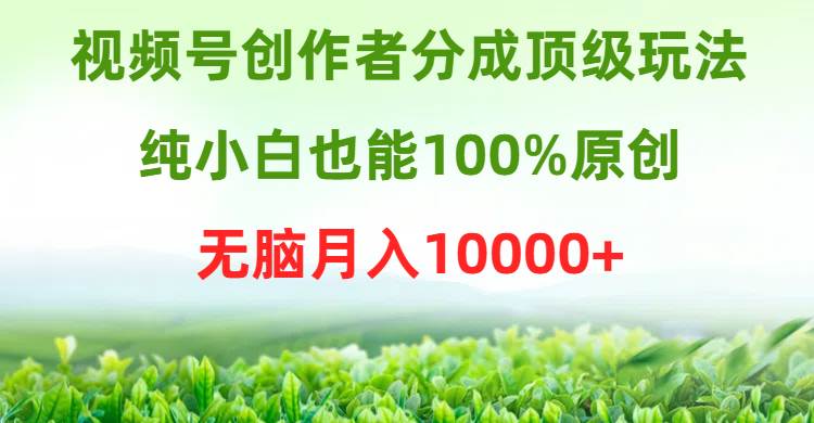 视频号创作者分成顶级玩法，纯小白也能100%原创，无脑月入10000+|媒矿库