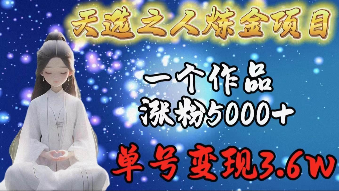 天选之人炼金项目，一个作品涨粉5000+，单号变现3.6w|媒矿库