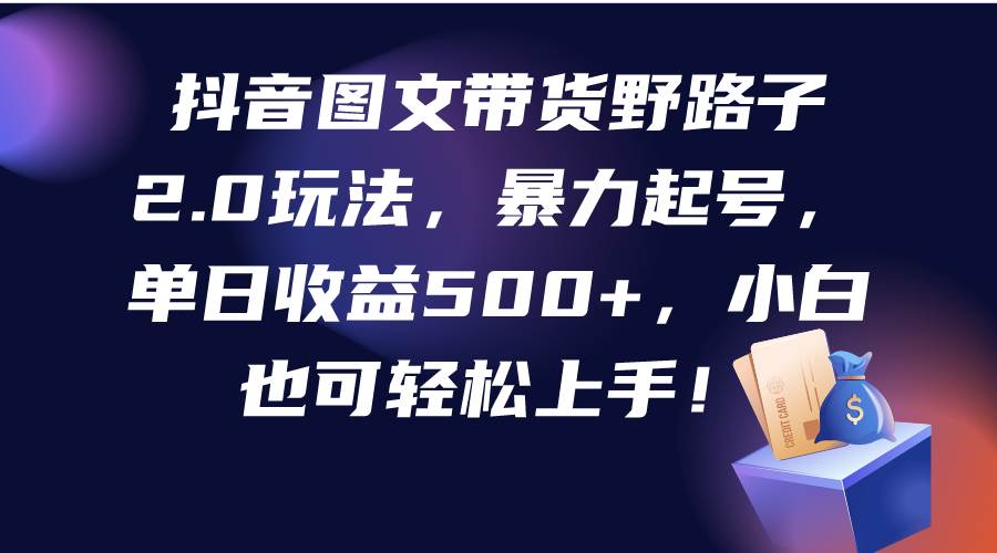 抖音图文带货野路子2.0玩法，暴力起号，单日收益500+，小白也可轻松上手！|媒矿库