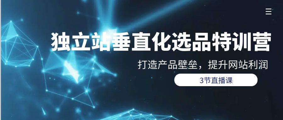 独立站-垂直化选品训练营，打造产品壁垒，提升网站利润（3节直播课）|媒矿库