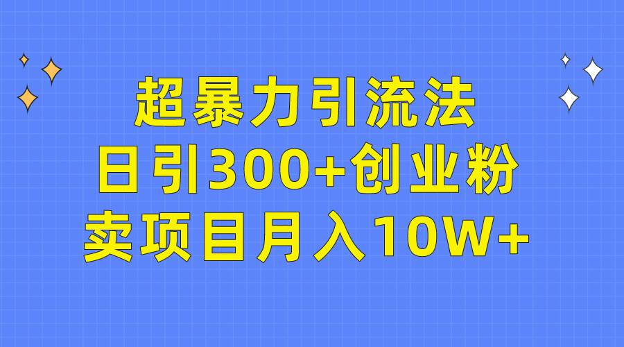 超暴力引流法，日引300+创业粉，卖项目月入10W+|媒矿库