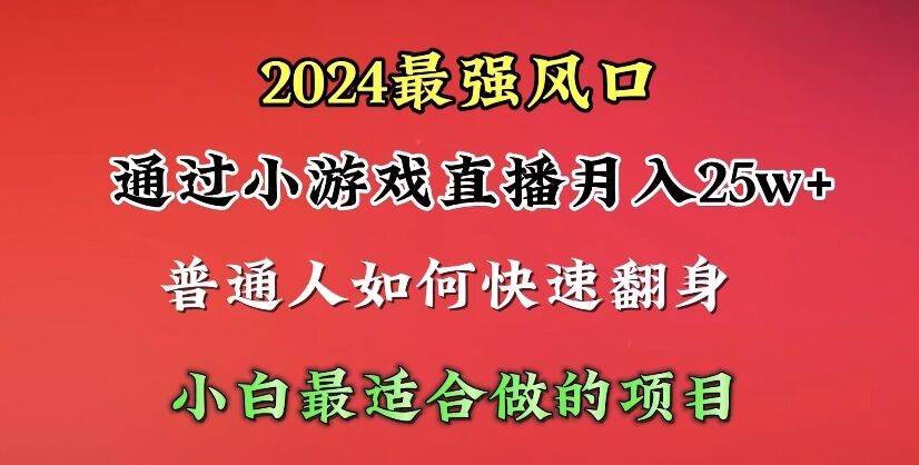 2024年最强风口，通过小游戏直播月入25w+单日收益5000+小白最适合做的项目|媒矿库