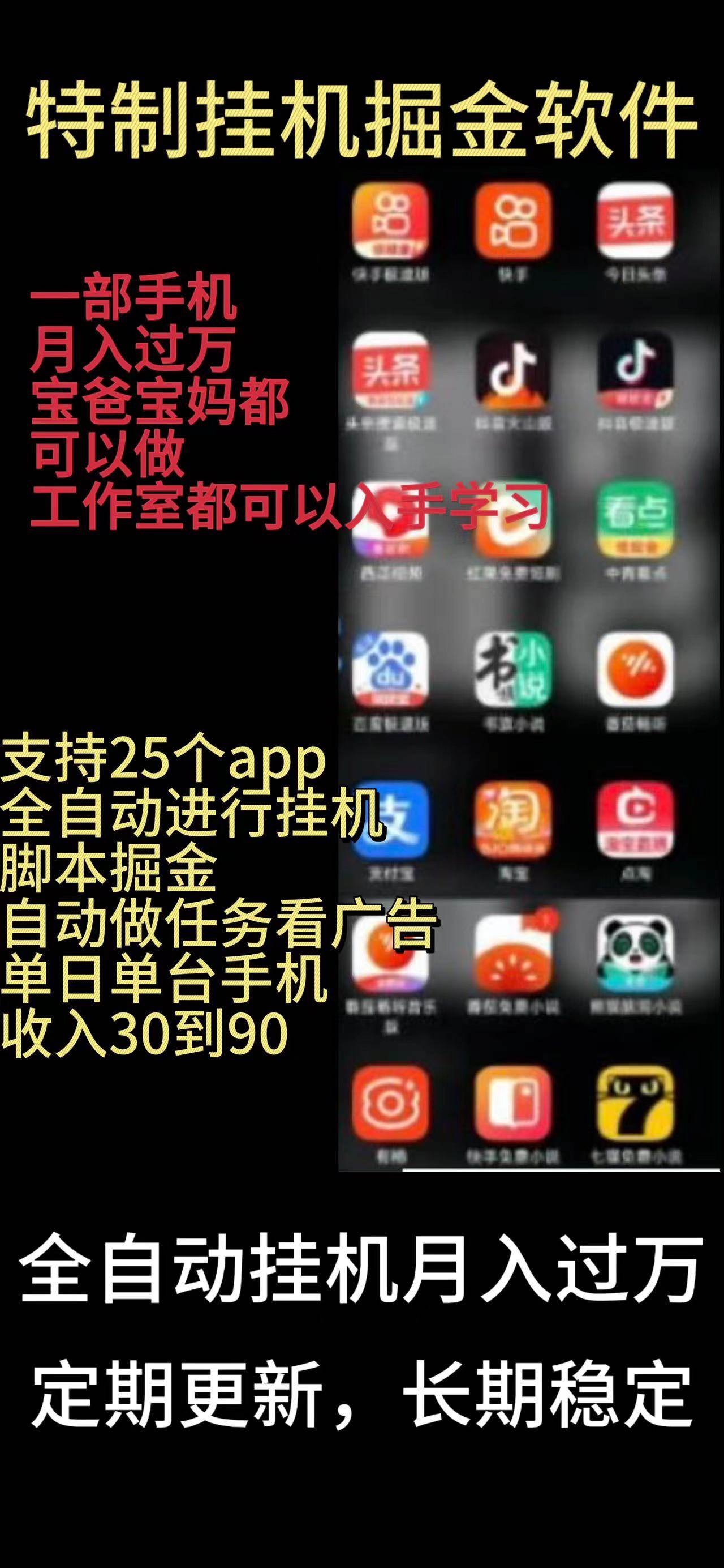 靠挂机月入过万，纯挂机适合宝爸宝妈学生党操作，24小时无脑挂机单机一...|媒矿库
