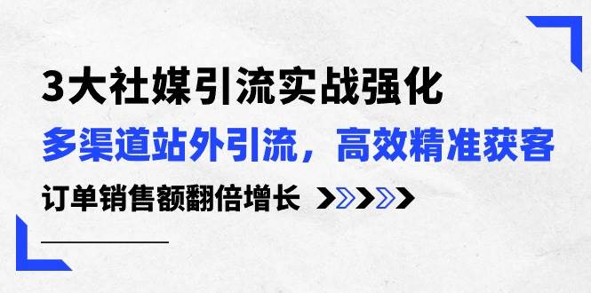 3大社媒引流实操强化，多渠道站外引流/高效精准获客/订单销售额翻倍增长|媒矿库