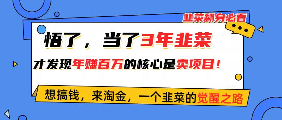 悟了,当了3年韭菜,才发现网赚圈年赚100万的核心是卖项目,含泪分享!|媒矿库