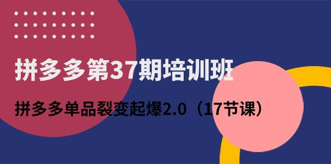 拼多多第37期培训班：拼多多单品裂变起爆2.0（17节课）|媒矿库