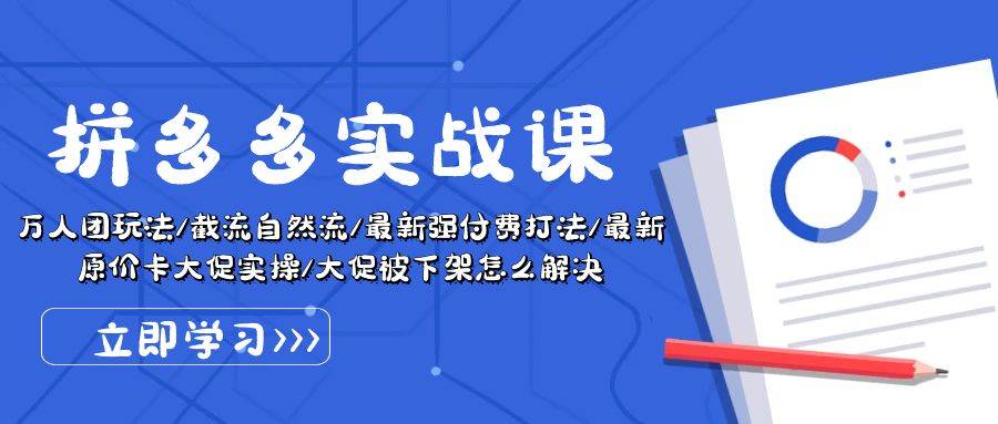 拼多多·实战课：万人团玩法/截流自然流/最新强付费打法/最新原价卡大促..|媒矿库