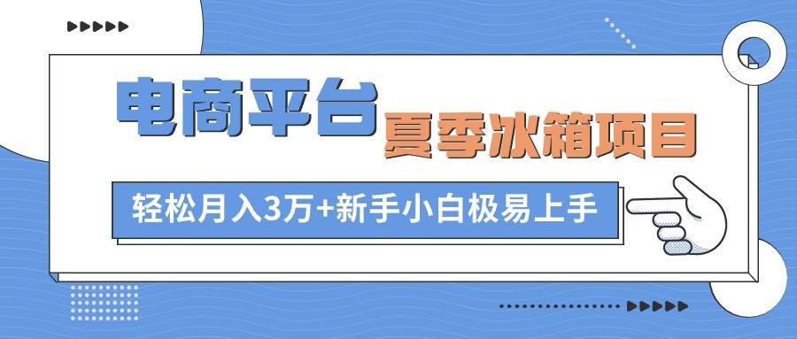 电商平台夏季冰箱项目，轻松月入3万+，新手小白极易上手|媒矿库