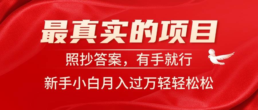 最真实的项目，照抄答案，有手就行，新手小白月入过万轻轻松松|媒矿库