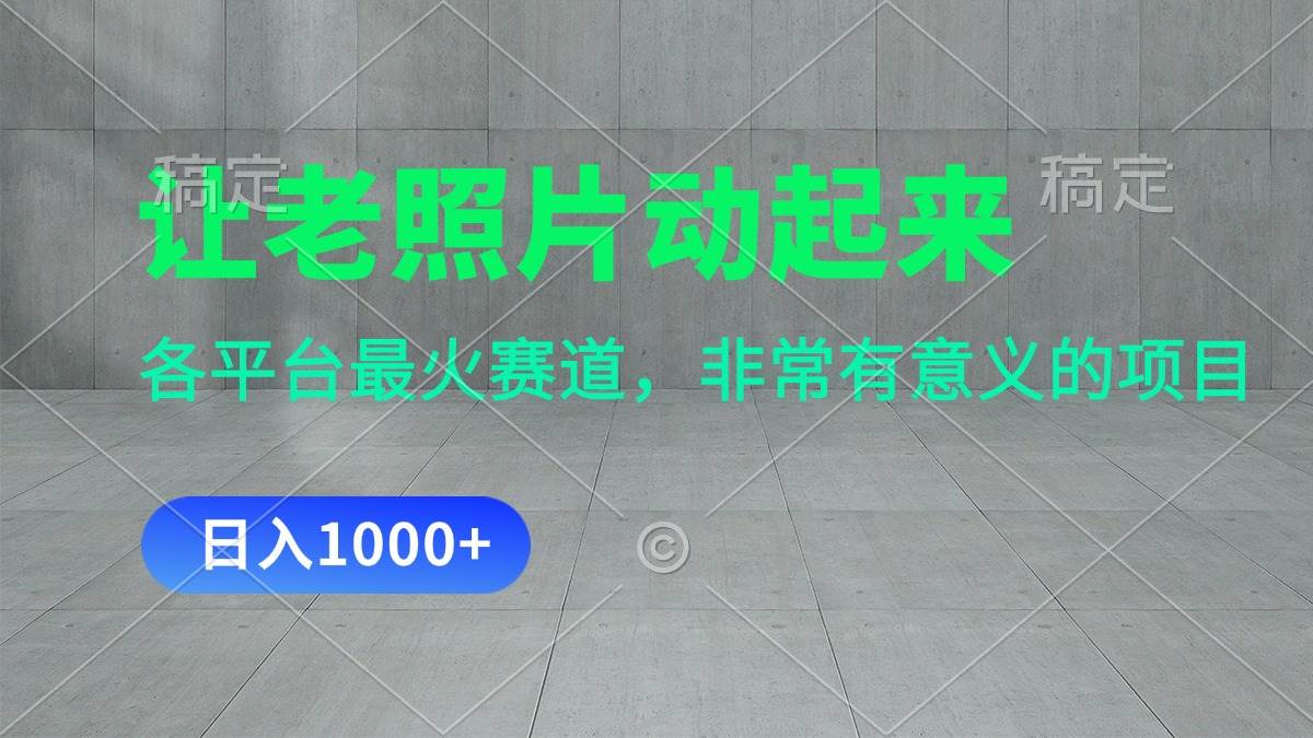 让老照片动起来，一天变现1000+，各平台最火赛道，看完就会|媒矿库